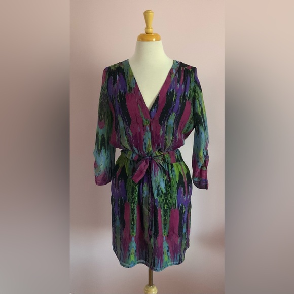 Stunning Silk Colorful Abstract Dress - Picture 2 of 11